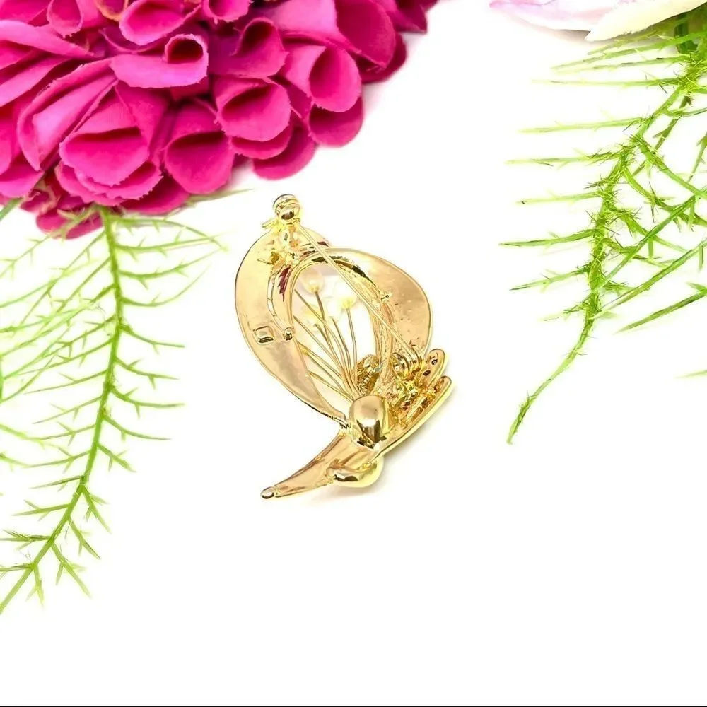 VINTAGE ⚜️Real Pearl Golden Brooch